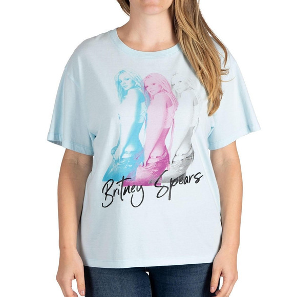 Britney Spears Retro y2k 90s Concert Graphic Tee T Shirt Light Blue Size XL NWT - Picture 2 of 8